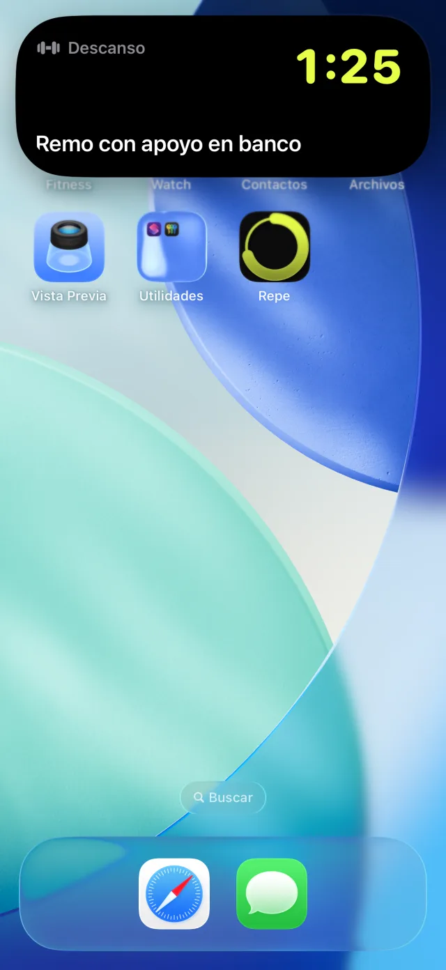 Cronómetro de descanso en la pantalla de bloqueo del iPhone, como Live Activity